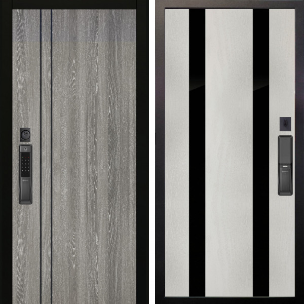 Входная дверь Аргус SMART гейджи + Дуэт Белое дерево вставки Кензо