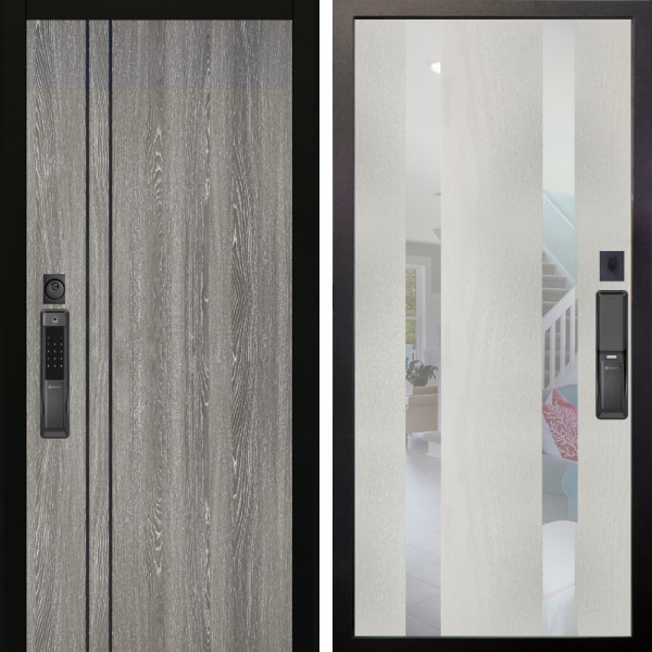 Входная дверь Аргус SMART гейджи + Дуэт Белое дерево вставки Николь