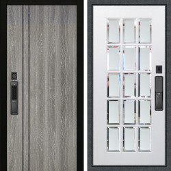 Входная дверь Аргус SMART гейджи + Мэрелин Софт милк зеркало с фацетом и пескоструем