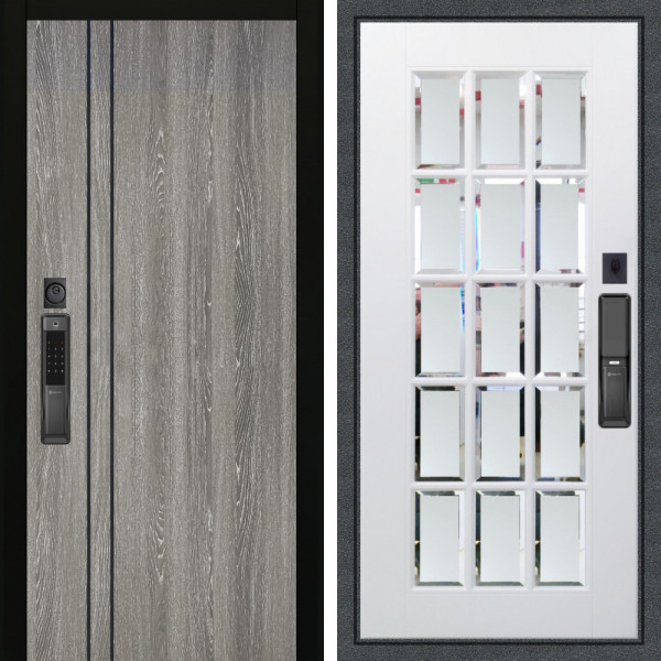 Входная дверь Аргус SMART гейджи + Мэрелин Софт милк зеркало с фацетом и пескоструем