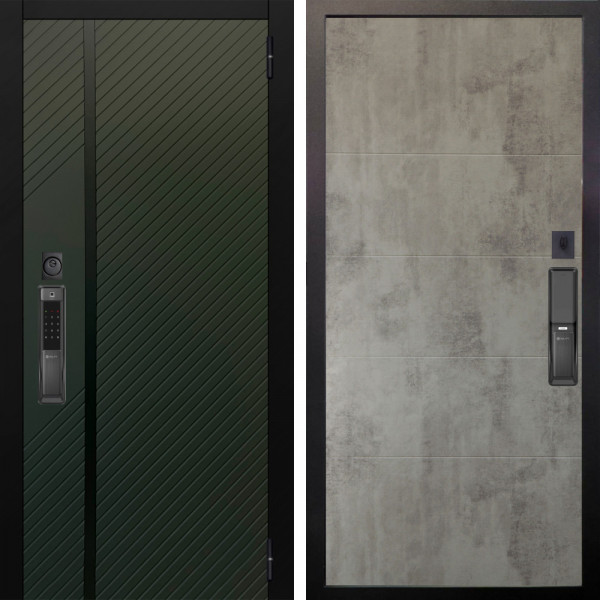 Входная дверь Аргус SMART ланцет олива софт + Агат Светлый бетон