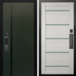 Входная дверь Аргус SMART ланцет олива софт + Александра Белая лиственница