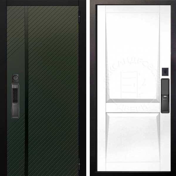 Входная дверь Аргус SMART ланцет олива софт + Ариана Белая эмаль