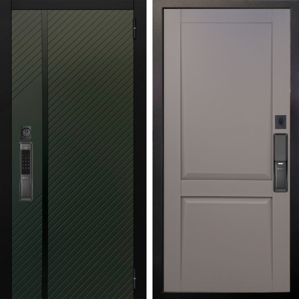 Входная дверь Аргус SMART ланцет олива софт + Ариана Серая эмаль