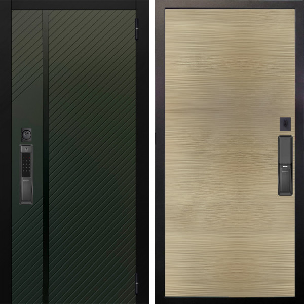 Входная дверь Аргус SMART ланцет олива софт + Элегант Дорс светлый горизонт