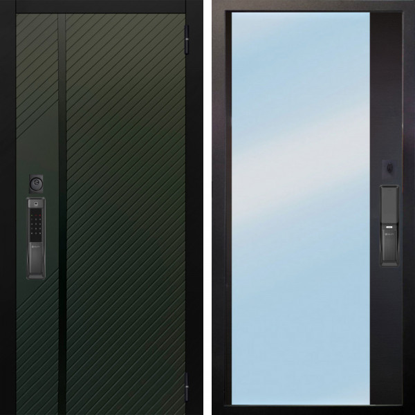 Входная дверь Аргус SMART ланцет олива софт + Магнум Черный софт