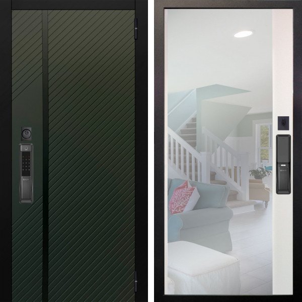 Входная дверь Аргус SMART ланцет олива софт + Магнум Софт милк