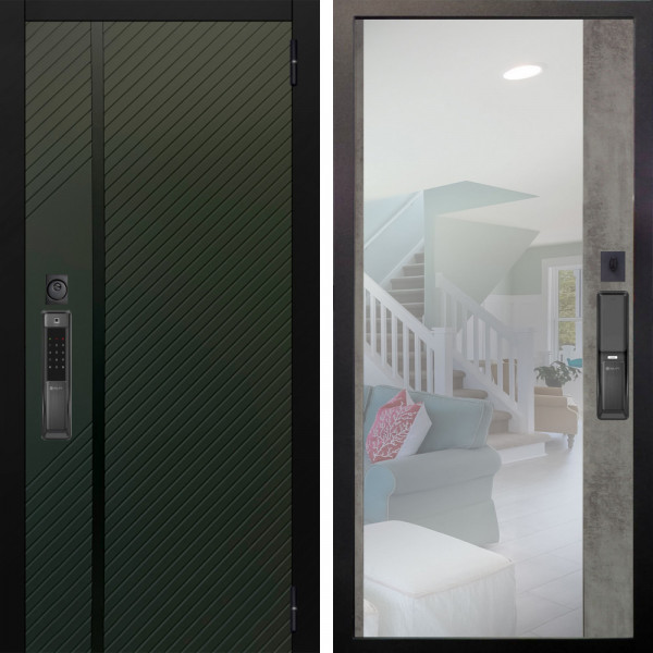 Входная дверь Аргус SMART ланцет олива софт + Магнум Светлый бетон