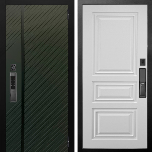 Входная дверь Аргус SMART ланцет олива софт + Скиф Софт милк