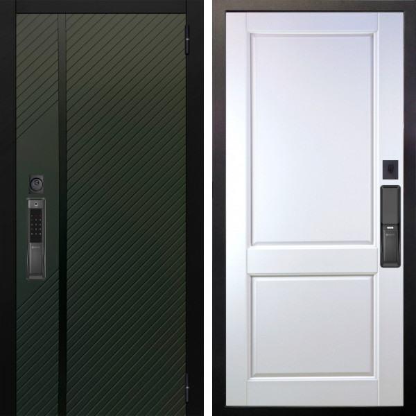 Входная дверь Аргус SMART ланцет олива софт + Соренто Белая эмаль