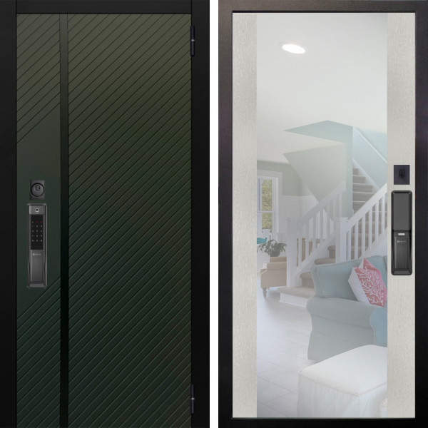 Входная дверь Аргус SMART ланцет олива софт + Вояж Белое дерево