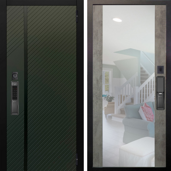 Входная дверь Аргус SMART ланцет олива софт + Вояж Светлый бетон