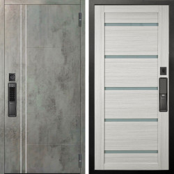 Входная дверь Аргус SMART Лофт Темный бетон + Александра Белая лиственница