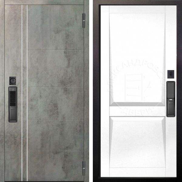 Входная дверь Аргус SMART Лофт Темный бетон + Ариана Белая эмаль