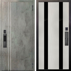 Входная дверь Аргус SMART Лофт Темный бетон + Дуэт Белое дерево вставки Кензо