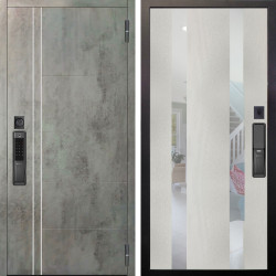 Входная дверь Аргус SMART Лофт Темный бетон + Дуэт Белое дерево вставки Николь