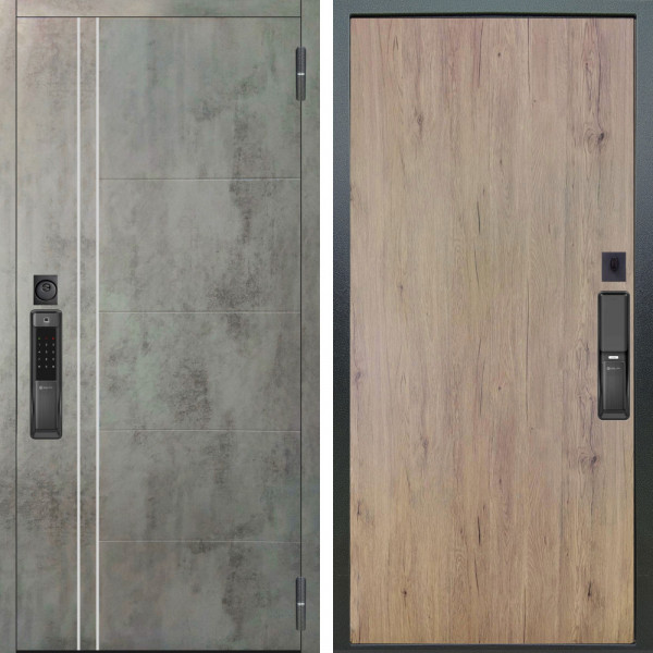 Входная дверь Аргус SMART Лофт Темный бетон + Элегант Рустик соломенный