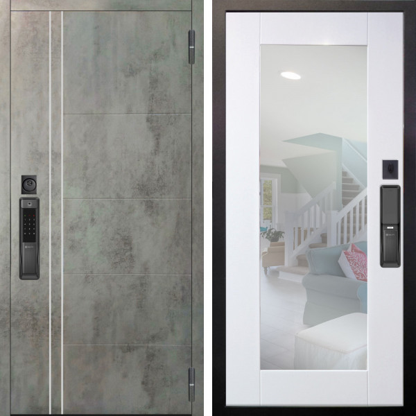 Входная дверь Аргус SMART Лофт Темный бетон + Милли Роял вуд белый