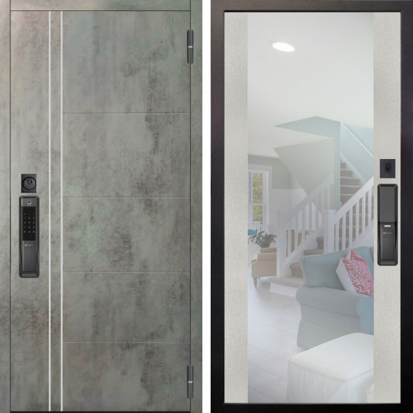 Входная дверь Аргус SMART Лофт Темный бетон + Вояж Белое дерево