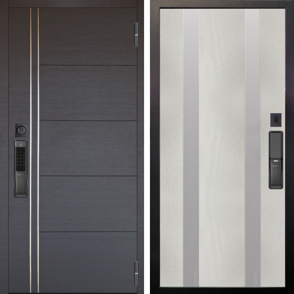 Входная дверь Аргус SMART Лофт Венге горизонт + Дуэт Белое дерево вставки Изабель