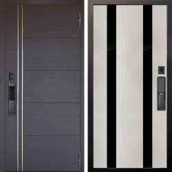 Входная дверь Аргус SMART Лофт Венге горизонт + Дуэт Белое дерево вставки Кензо