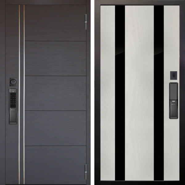 Входная дверь Аргус SMART Лофт Венге горизонт + Дуэт Белое дерево вставки Кензо