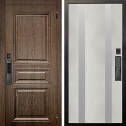 Входная дверь Аргус SMART магистр дуб кантри + Дуэт Белое дерево вставки Изабель