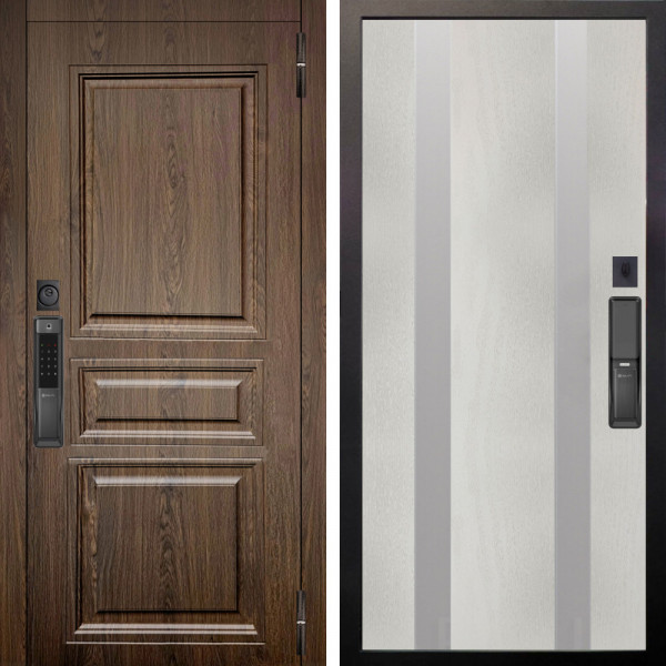 Входная дверь Аргус SMART магистр дуб кантри + Дуэт Белое дерево вставки Изабель