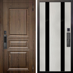 Входная дверь Аргус SMART магистр дуб кантри + Дуэт Белое дерево вставки Кензо