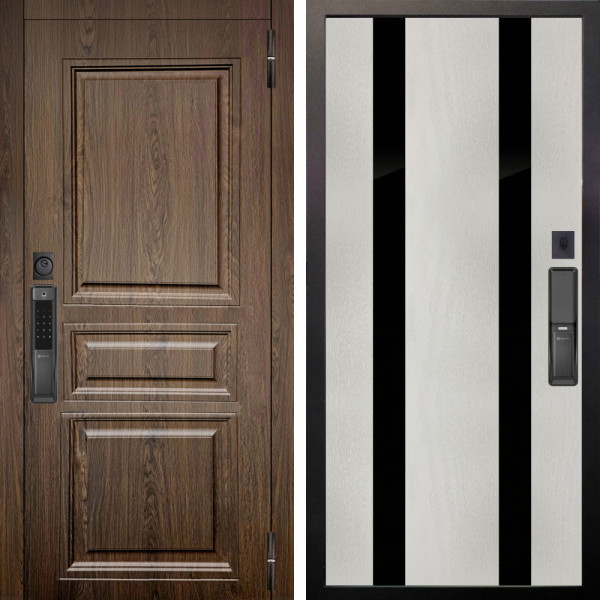 Входная дверь Аргус SMART магистр дуб кантри + Дуэт Белое дерево вставки Кензо