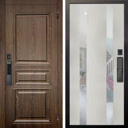 Входная дверь Аргус SMART магистр дуб кантри + Дуэт Белое дерево вставки Николь