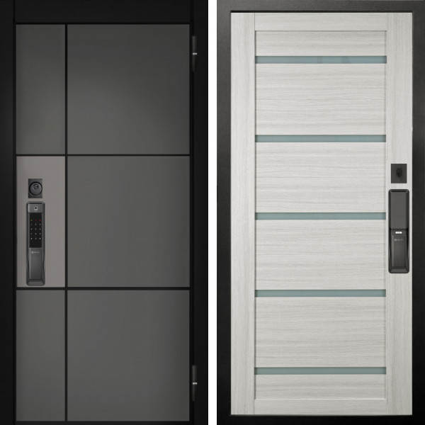 Входная дверь Аргус SMART мичиган силк титан силк муссон + Александра Белая лиственница
