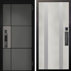 Входная дверь Аргус SMART мичиган силк титан силк муссон + Дуэт Белое дерево вставки Изабель