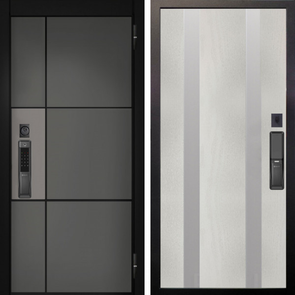 Входная дверь Аргус SMART мичиган силк титан силк муссон + Дуэт Белое дерево вставки Изабель