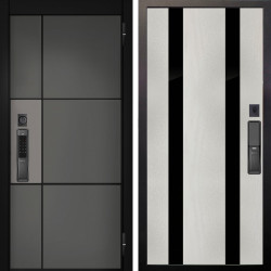 Входная дверь Аргус SMART мичиган силк титан силк муссон + Дуэт Белое дерево вставки Кензо