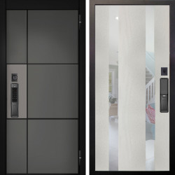 Входная дверь Аргус SMART мичиган силк титан силк муссон + Дуэт Белое дерево вставки Николь