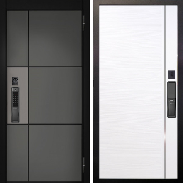 Входная дверь Аргус SMART мичиган силк титан силк муссон + Гауда Роял вуд белый