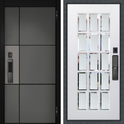 Входная дверь Аргус SMART мичиган силк титан силк муссон + Мэрелин Софт милк зеркало с фацетом и пескоструем