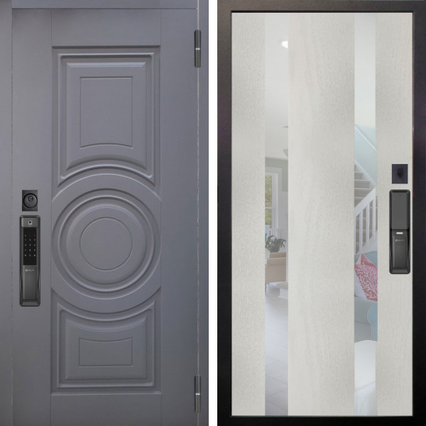 Входная дверь Аргус SMART Могадиш Силк флай + Дуэт Белое дерево вставки Николь