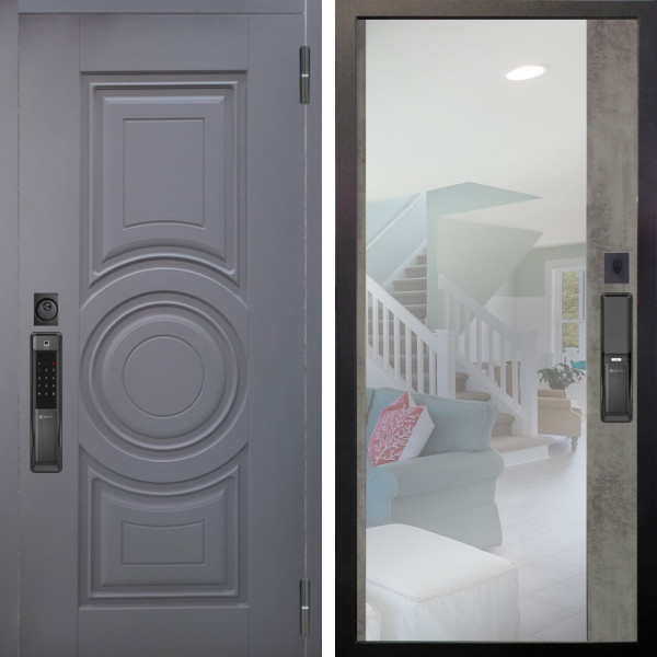 Входная дверь Аргус SMART Могадиш Силк флай + Магнум Светлый бетон