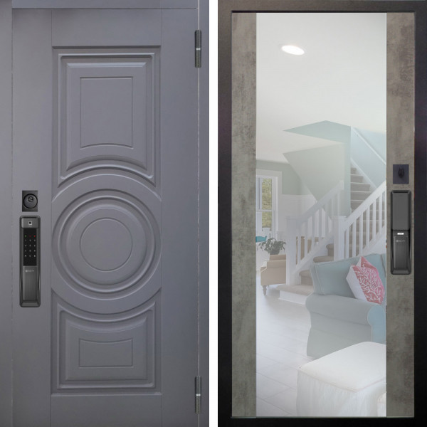 Входная дверь Аргус SMART Могадиш Силк флай + Вояж Светлый бетон