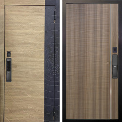 Входная дверь Аргус SMART Раунд Дуб европейский красный горизонт вставка бетон урбан индиго + Гауда Керамика