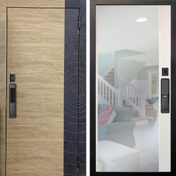 Входная дверь Аргус SMART Раунд Дуб европейский красный горизонт вставка бетон урбан индиго + Магнум Софт милк