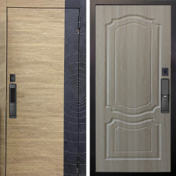 Входная дверь Аргус SMART Раунд Дуб европейский красный горизонт вставка бетон урбан индиго + Мишель Ларче светлый