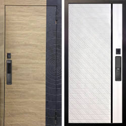 Входная дверь Аргус SMART Раунд Дуб европейский красный горизонт вставка бетон урбан индиго + Тори Софт милк