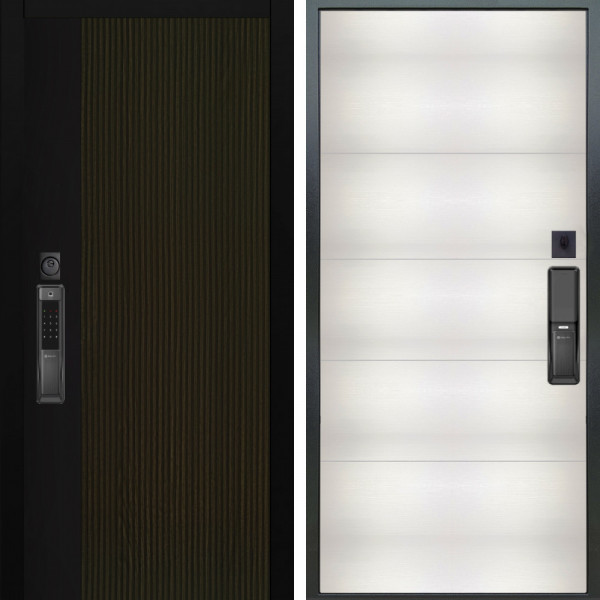 Входная дверь Аргус SMART рокси дуб рейка морение + Агат Вельвет белый горизон