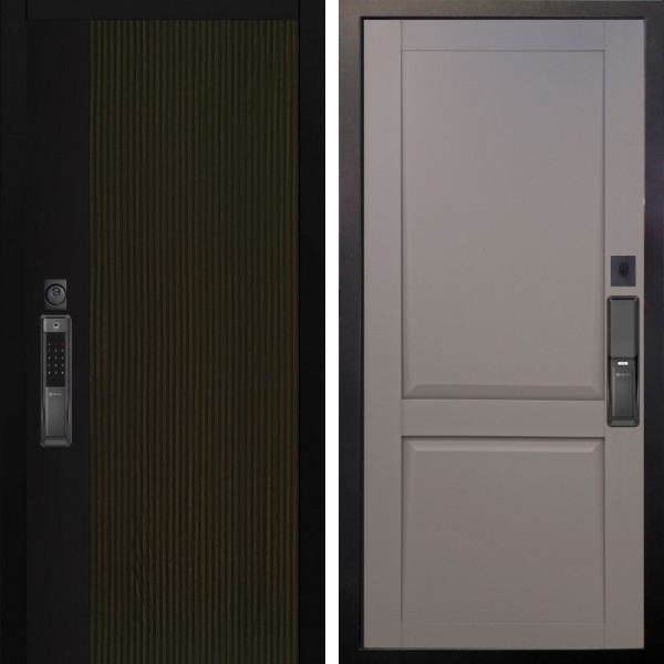 Входная дверь Аргус SMART рокси дуб рейка морение + Ариана Серая эмаль