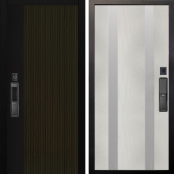 Входная дверь Аргус SMART рокси дуб рейка морение + Дуэт Белое дерево вставки Изабель