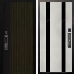 Входная дверь Аргус SMART рокси дуб рейка морение + Дуэт Белое дерево вставки Кензо