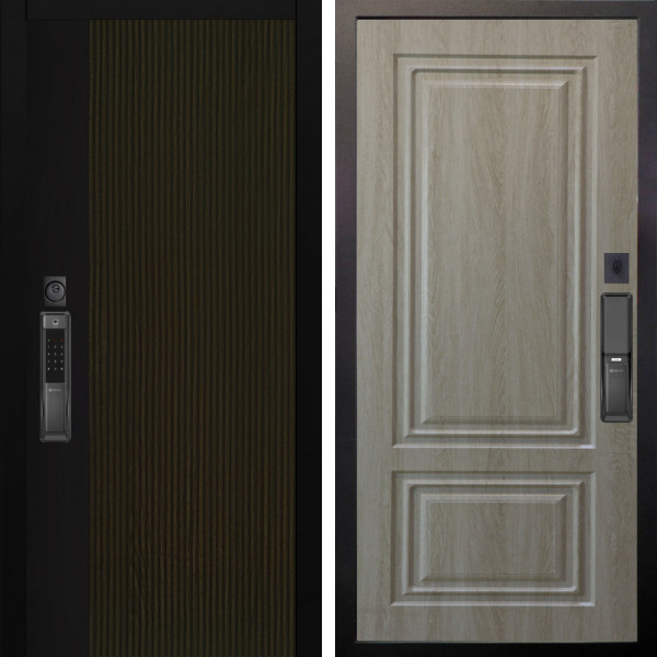 Входная дверь Аргус SMART рокси дуб рейка морение + Элион Дуб филадельфия крем